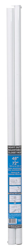 John Sterling Heavy Duty 72 in. L X 1-1/4 in. D Adjustable White Steel Closet Rod