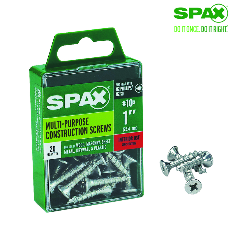 Spax No. 10 X 1 in. L Phillips/Square Flat Head Multi-Purpose Screws 20 pk