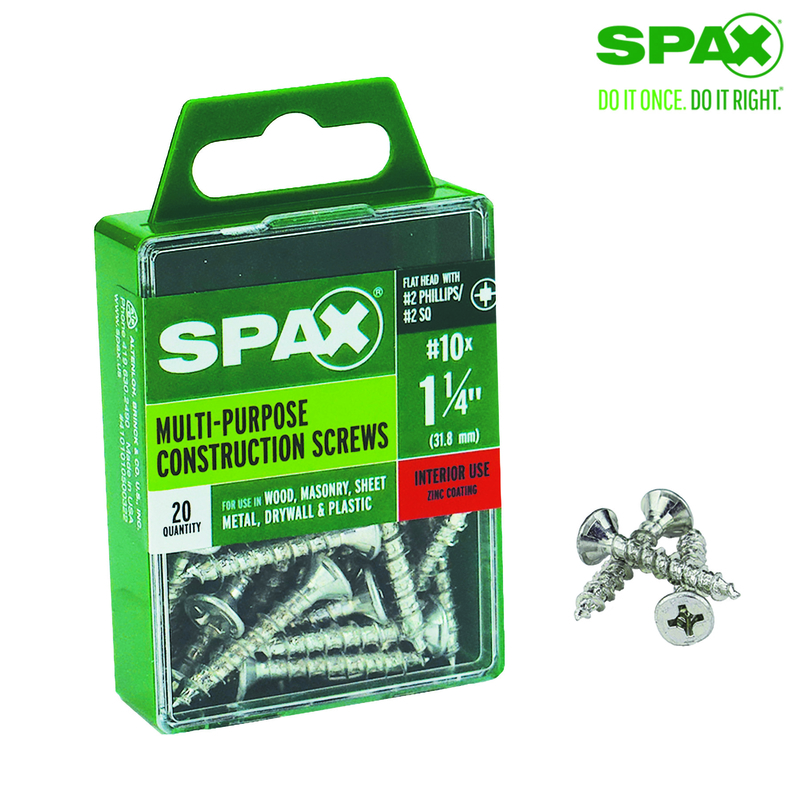 Spax No. 10 X 1-1/4 in. L Phillips/Square Flat Head Multi-Purpose Screws 20 pk