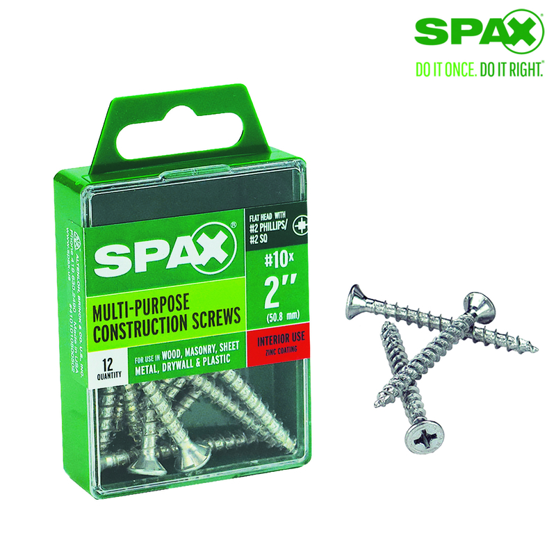 Spax No. 10 X 2 in. L Phillips/Square Flat Head Multi-Purpose Screws 12 pk