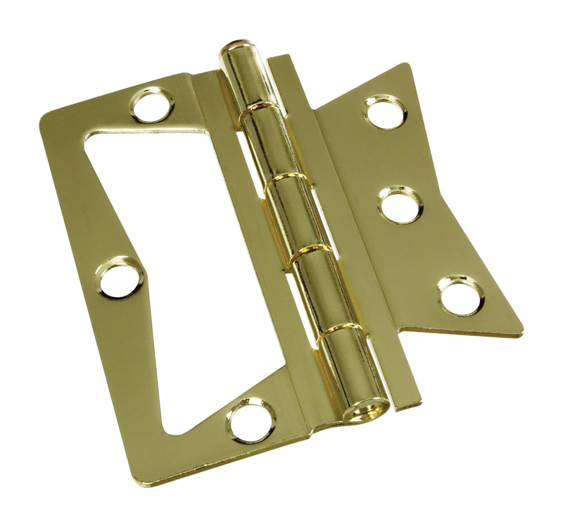 National Hardware 3-1/2 in. L Brass-Plated Door Hinge 2 pk