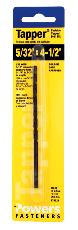 Hillman Tapper 5/32 in. X 4-1/2 in. L Carbide Tipped Drill Bit 1 pc