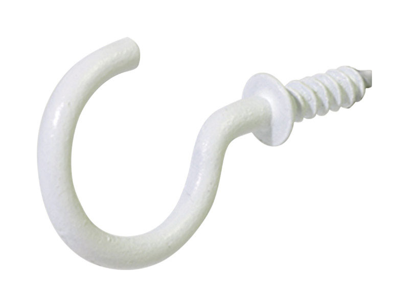 Hillman Large White Metal 7/8 in. L Cup Hook 1 lb 8 pk