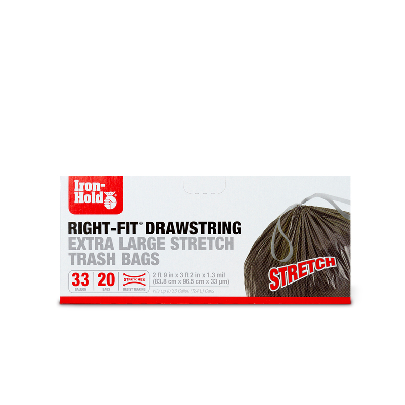 Iron-Hold Right-Fit 33 gal Trash Bags Drawstring 20 pk