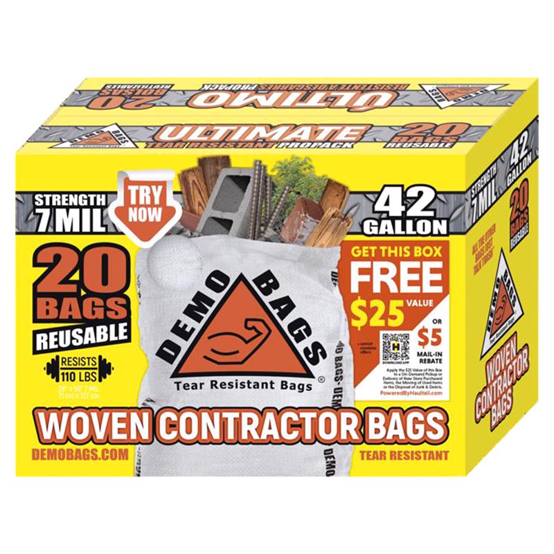 Demo Bags Ultimate Pro Pack 42 gal Contractor Bags Flap Tie 20 pk