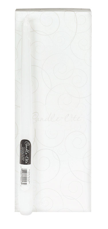 Candle Lite White Unscented Scent Taper Candle