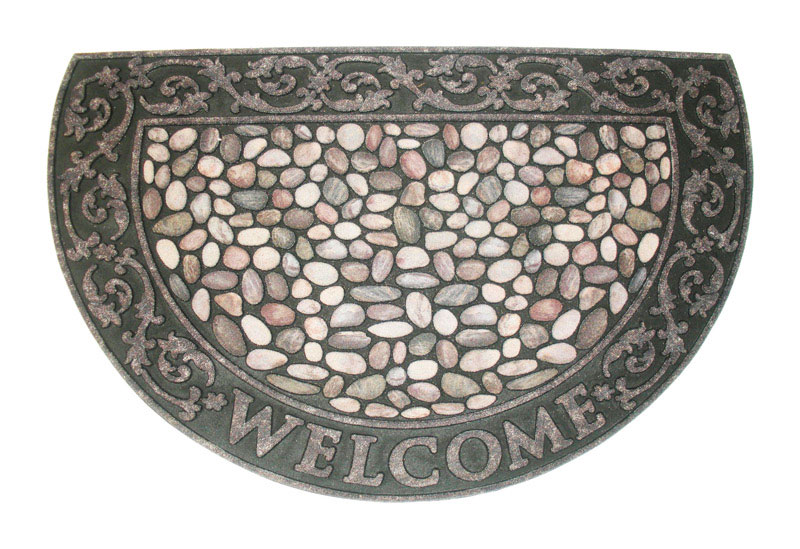 J & M Home Fashions 35 in. L X 23 in. W Pebbles Pebbles print with welcome Rubber Door Mat