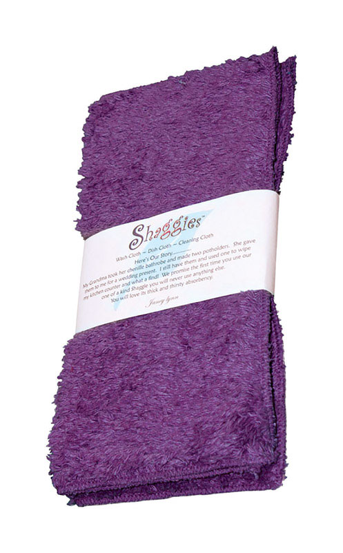 Janey Lynn's Designs Shaggies Giggly Grape Cotton Solid Dish Cloth 2 pk