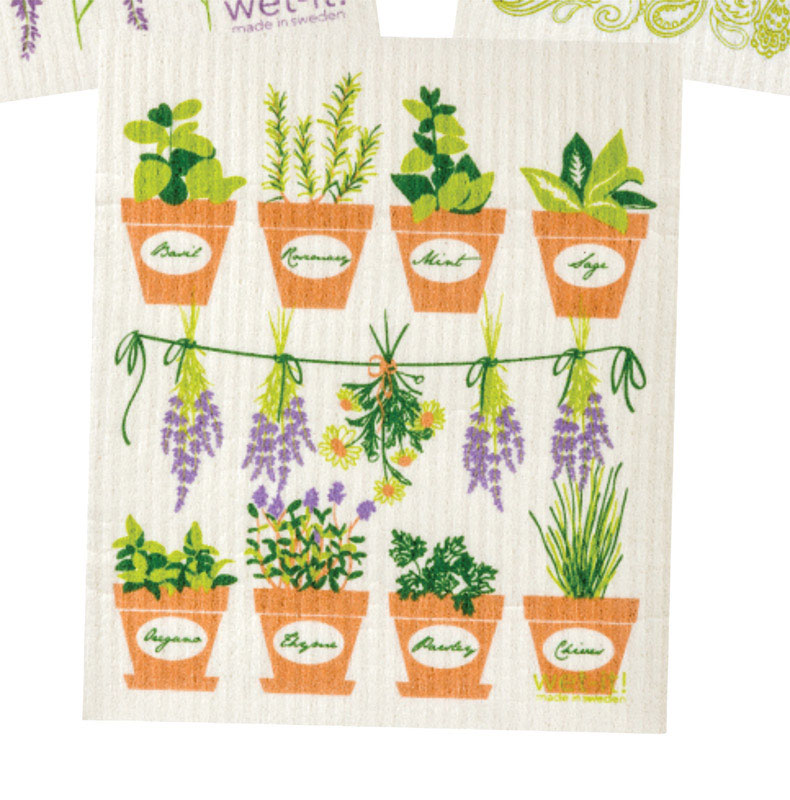 Wet-it Multicolored Cotton Fresh Herbs Dish Cloth 1 pk
