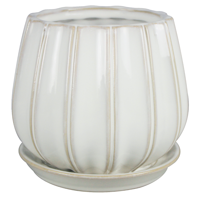 Trendspot Contour 7.28 in. H X 8 in. D Ceramic Planter White