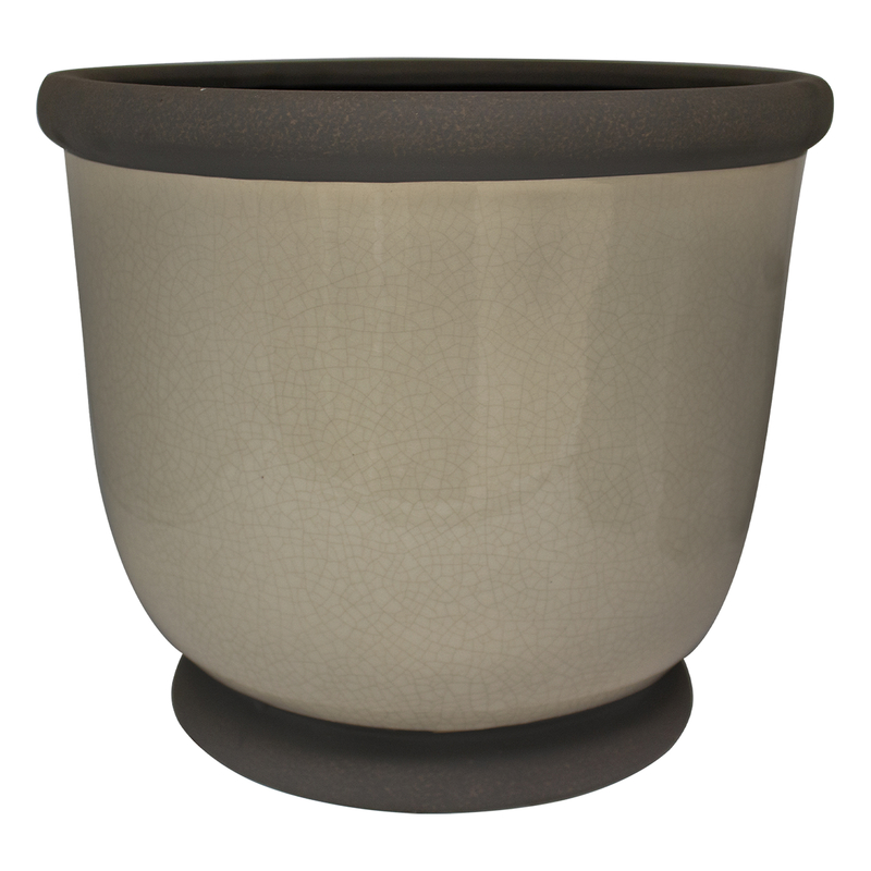 Trendspot Bellville 12 in. D Ceramic Pedestal Planter Gray