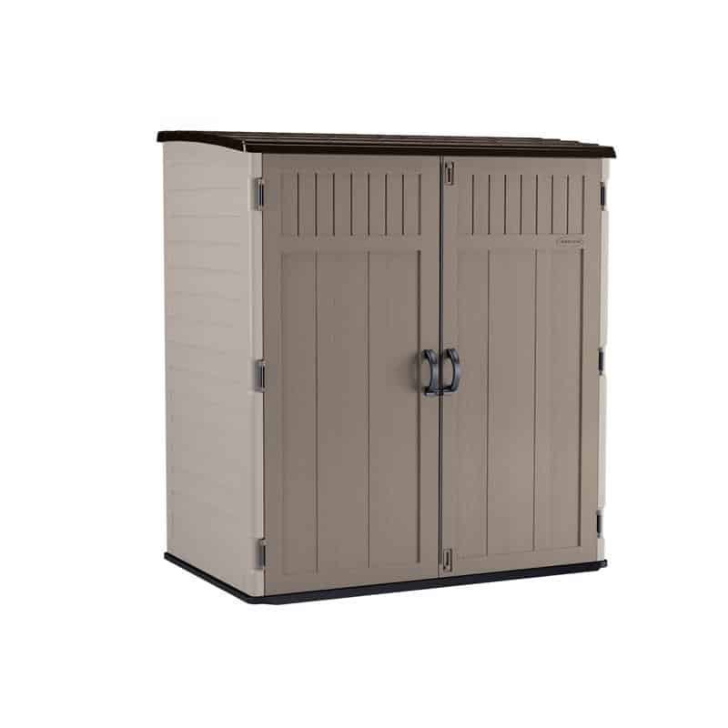 Suncast 6 ft. x 3 ft. Plastic Vertical Pent Storage Shed with Floor Kit Gray