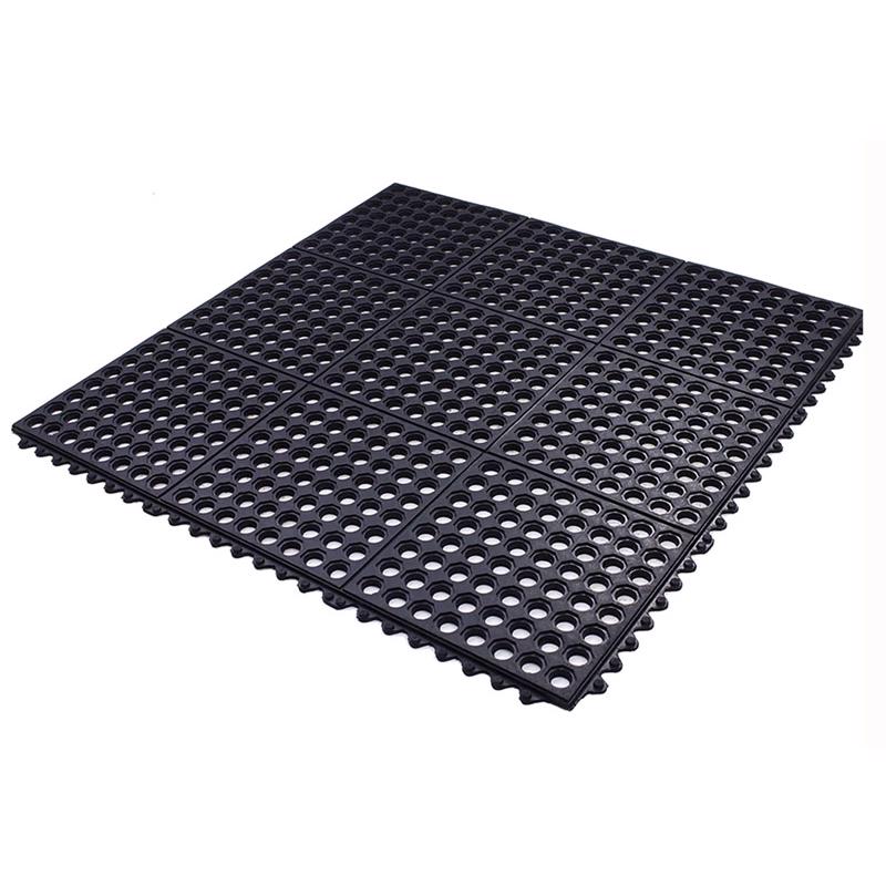 Flexgard 36 in. L X 36 in. W Black Interlocking Ring Mat Rubber Anti Fatigue Mat