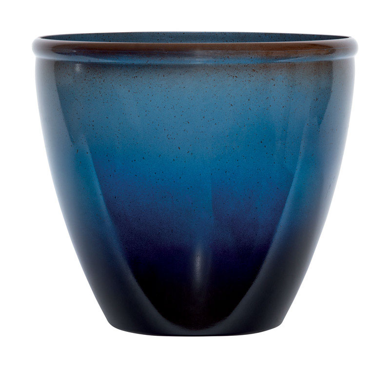 Suncast Seneca 14 in. H X 16 in. W Resin Modern Planter Blue/Brown