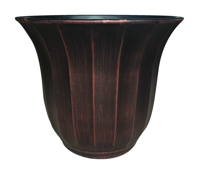 Southern Patio 9.86 in. H X 13.3 in. W Resin Ribbed Bell Planter Rust