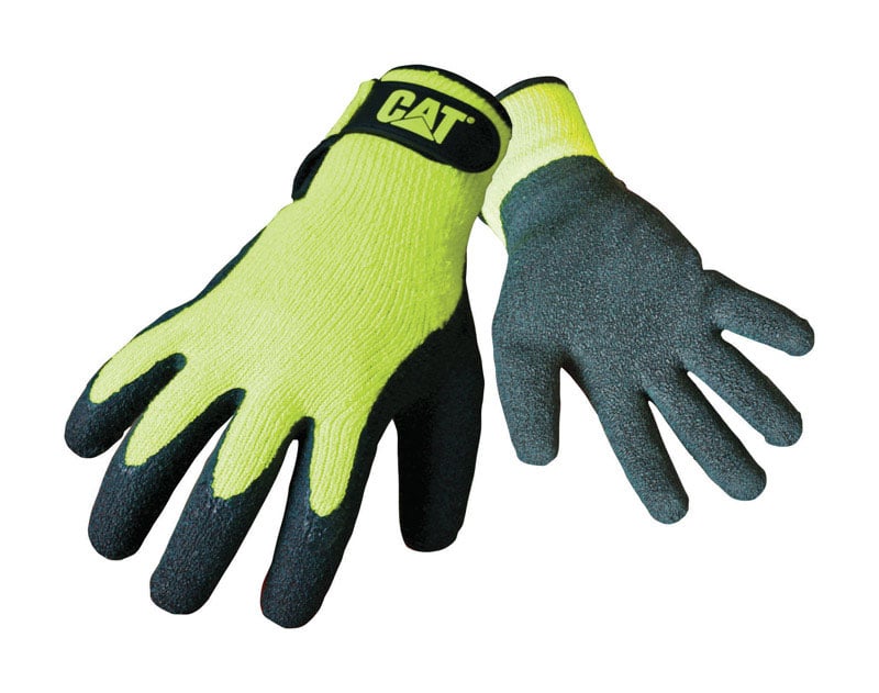 CAT Men's Indoor/Outdoor Palm Work Gloves High-Vis Green L 1 pair