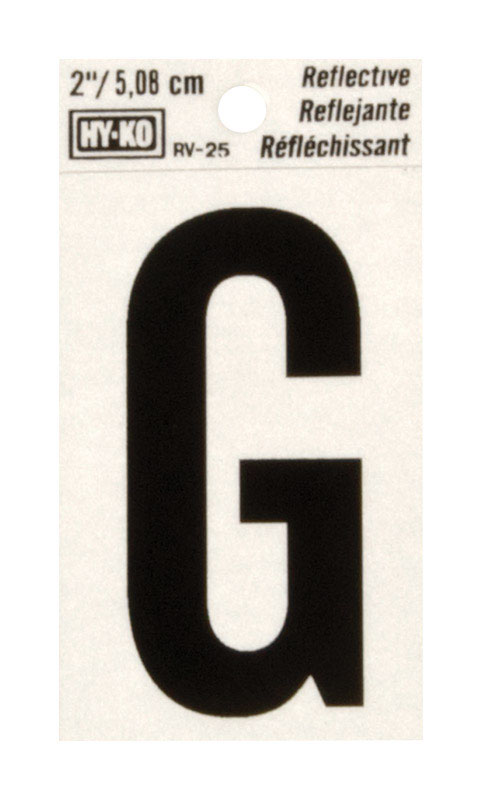 Hy-Ko 2 in. Reflective Black Vinyl Self-Adhesive Letter G 1 pc