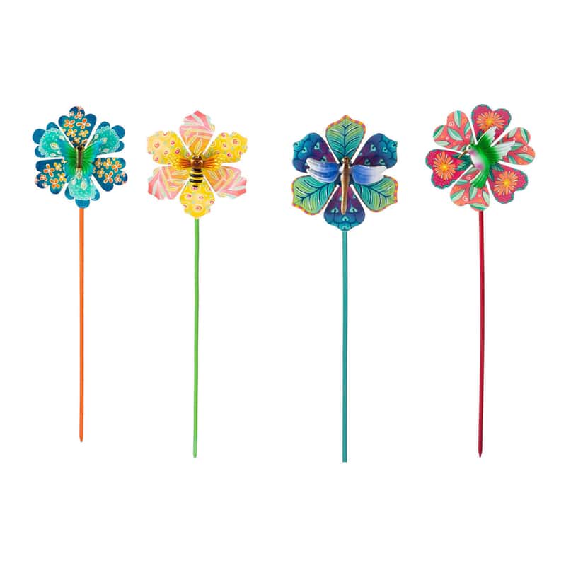 Meadow Creek Assorted Iron 17.5 in. H Flower/Garden Friends Outdoor Spinner
