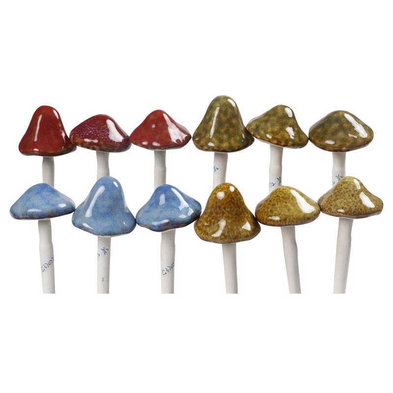 Infinity Assorted Ceramic 6 in. H Mushroom Planter Stake