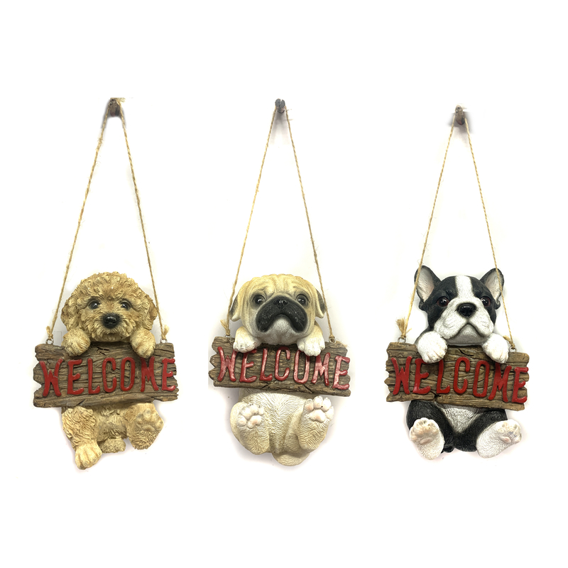 Infinity Assorted Polyresin 6.5 in. H Welcome Dog Wall Hanging Decor