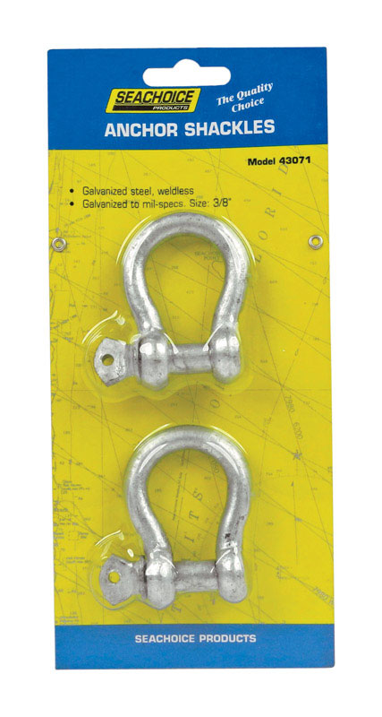 Seachoice Galvanized Steel 11.5 in. L X 3/8 in. W Shackle 2 pk