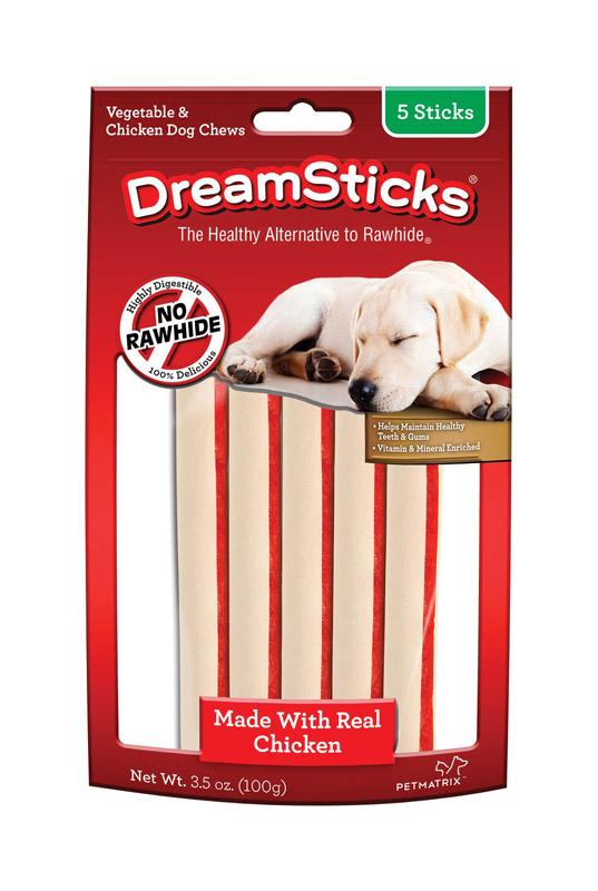 DreamBone DreamSticks Vegetables and Chicken Chews For Dog 3.5 oz 4-3/4 in. 5 pk