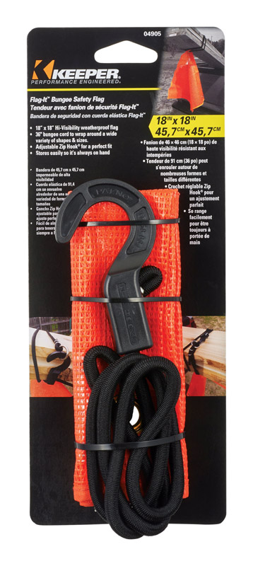 Keeper Flag-It Black/Orange Bungee Flag 18 in. L X 0.25 in. 1 pk