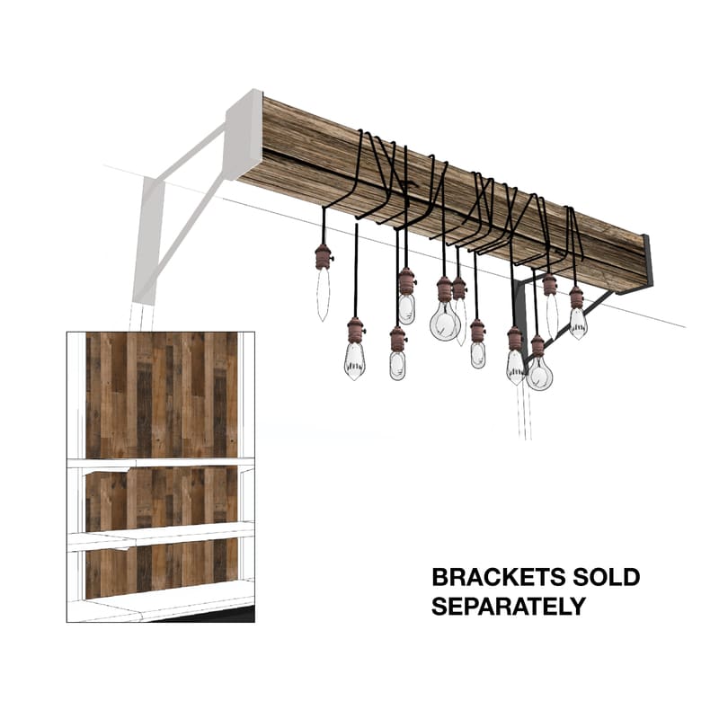 Retail First Inc 10 in. H X 36 in. W X 6 in. L Assorted Light Beam Overhang Kit Display Wood