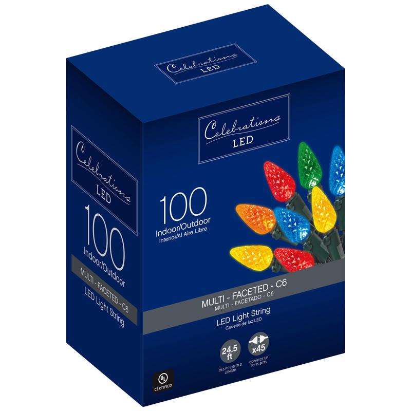 Celebrations LED C6 Multicolored 100 ct String Christmas Lights 24.5 ft.