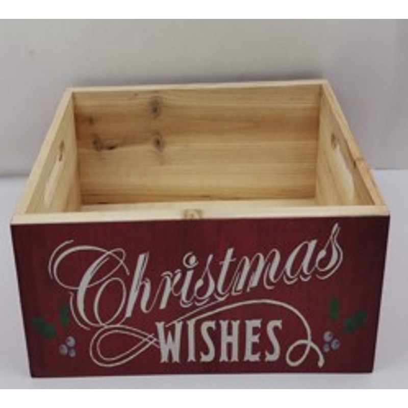 Open Road Brands Red Wood Crate Indoor Christmas Decor