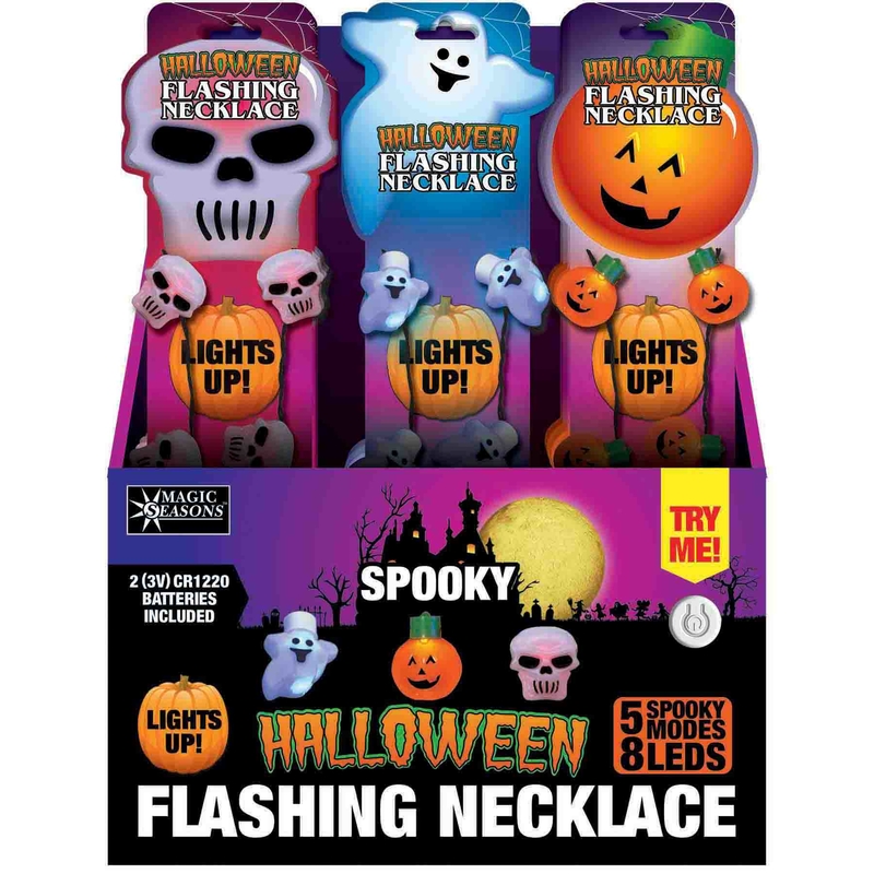 Magic Seasons Assorted .75 in. Prelit Spooky Flashing Bulb Necklace Accessory