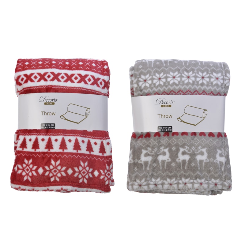 Decoris Plaid Blanket Indoor Christmas Decor 1 in.