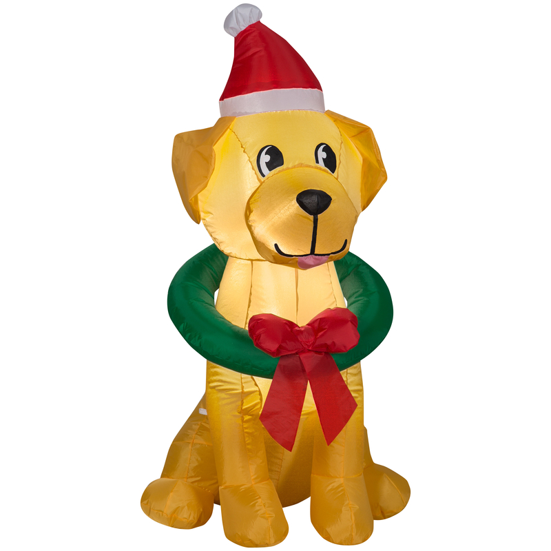 Znone LED 42 in. Yellow Lab w/ Wreath Inflatable