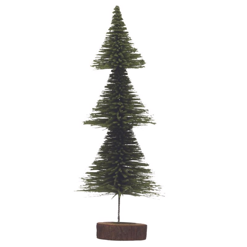 Creative Co-Op Green Brush Tree on Wood Base Indoor Christmas Decor