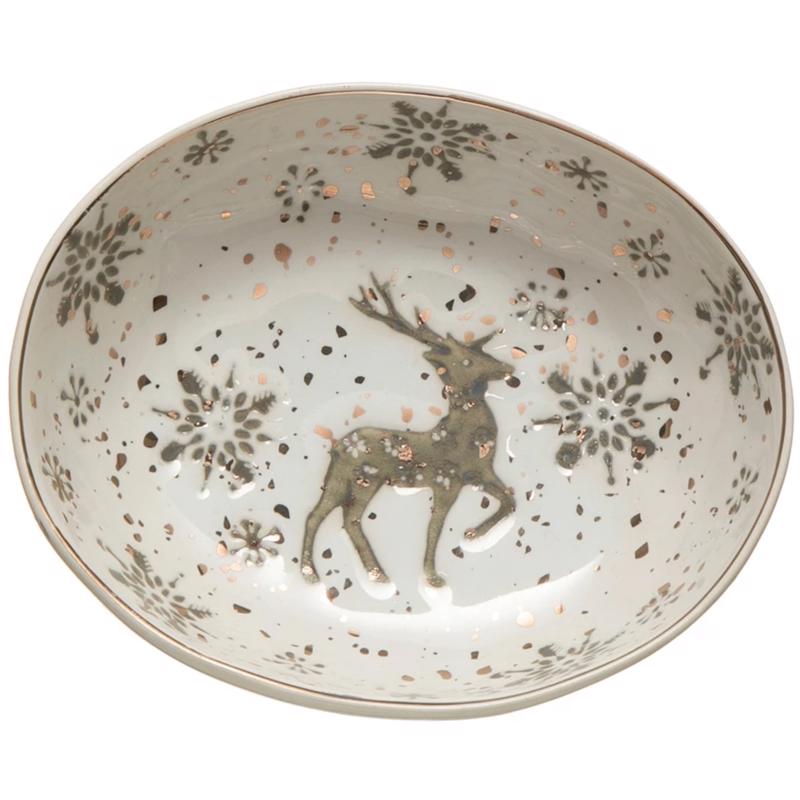 Creative Co-Op White Serving Bowl Indoor Christmas Decor