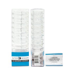 iDesign Clear Plastic Shower Curtain Hook 12 pk