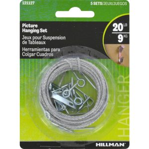 Hillman AnchorWire Steel-Plated Conventional Picture Hanging Set 20 lb 5 pk