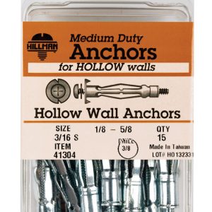 Hillman 3/16 in. D X 3/16 Short in. L Metal Pan Head Hollow Wall Anchors 15 pk