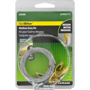 Hillman WallBiter Brass-Plated Medium Duty Picture Hook Kit 45 lb 1 pk