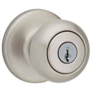 Kwikset Cove Satin Nickel Entry Knobs 1-3/4 in.
