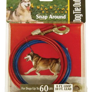 PDQ Red Tie-Out Vinyl Coated Cable Dog Tie Out Large